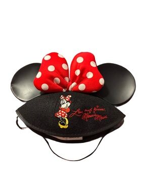 90s Vintage Disney Minnie Mouse Ears Hat Embroidered "Love And Kisses, Minnie.."